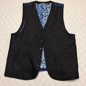 Robert Graham Suit Vest Classic Fit Black, Floral Lined Mens Large Button Front